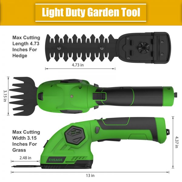 Cordless Grass Shears 2 in 1 Battery Powered Hedge Trimmer for Garden