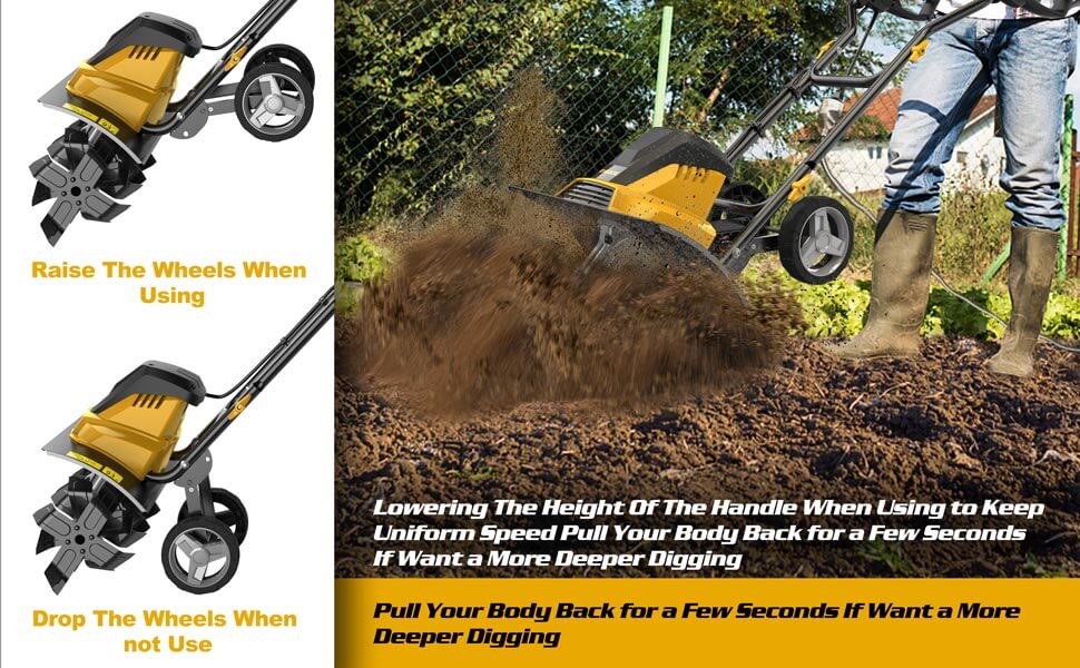 Garden Tiller Electric Cultivator Rototiller For Digging | EVEAGETOOL