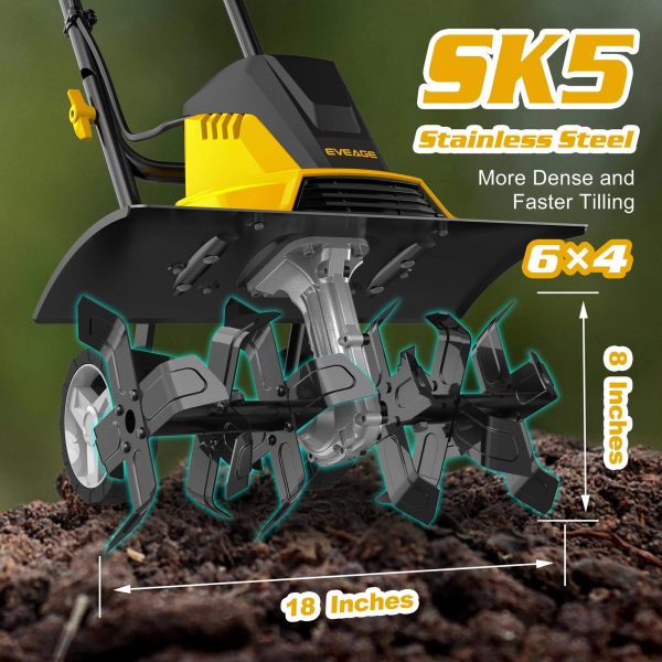 Garden Tiller Electric Cultivator Rototiller For Digging | EVEAGETOOL