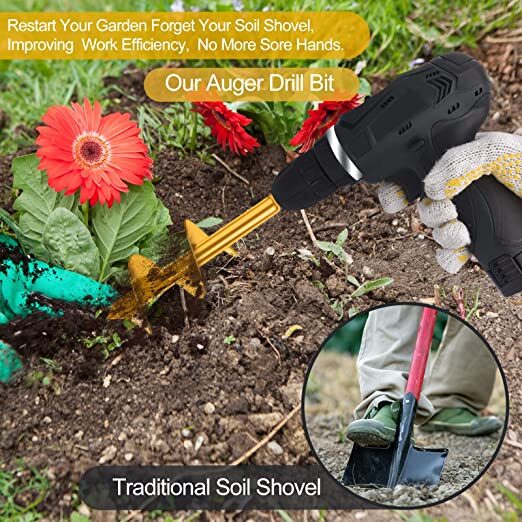Bulb Auger Garden Auger Drill Bit with Garden Gloves | Eveagetool