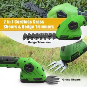 Cordless Grass Shears 2 in 1 Battery Powered Hedge Trimmer for Garden