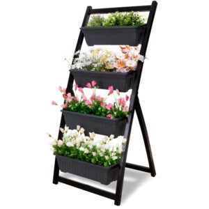 EVEAGE 4Ft Vertical Raised Garden Bed ,Freestanding Elevated Planters 4 Container Boxes for Patio Vegetables, Flowers Herb