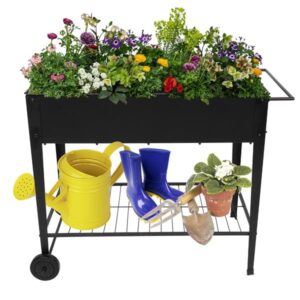 EVEAGE Planting Box With Wheels Black