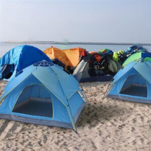 EVEAGE 2-3 Person Double-Deck Tow-Door Hydraulic Automatic Tent Free Build Outdoor Tent Blue