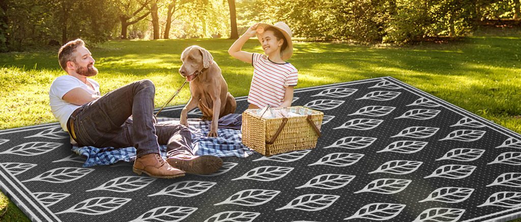 HiiARug Outdoor Patio Rugs 6x9Ft Outside Rugs Patio Waterproof Plastic  Straw RV Camping Rug Reversible Mats Large Floor Mat and Rug for Patio