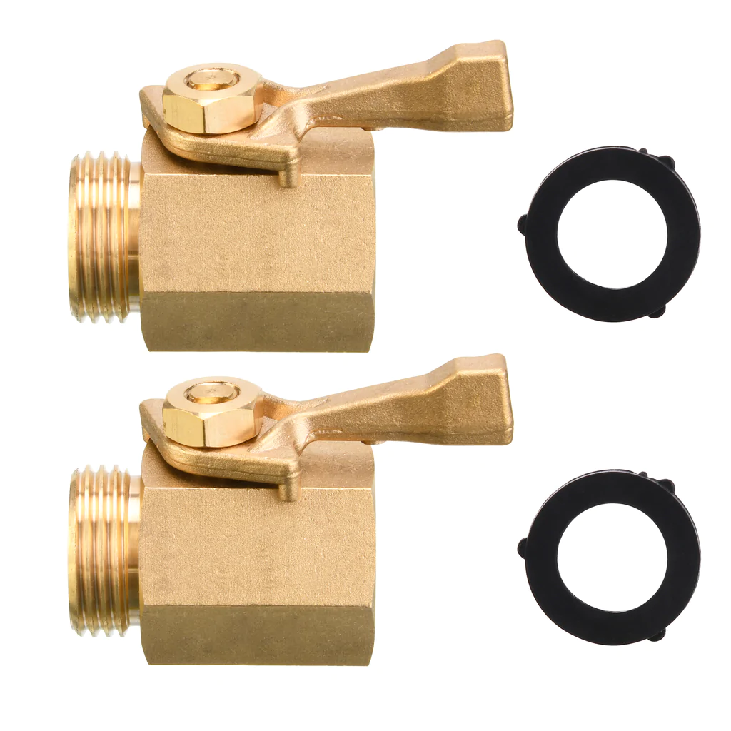 Heavy Duty Garden Hose Inline Shut Off Valves, 3/4″, 2-Pack Solid Brass with 2 Spare Washers