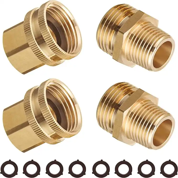 EVEAGE Garden Hose Adapter, 3/4 Inch GHT to 1/2 Inch NPT, Brass Quick Connect Garden Hose Fittings, 2 Pack