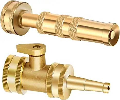 EVEAGE Garden Hose Nozzle, High Pressure Hose Sprayer 4″ Adjustable Twist Nozzle, Brass Water Hose Nozzle Heavy Duty Jet Nozzle with Shutoff Valve 3/4″ GHT Connector