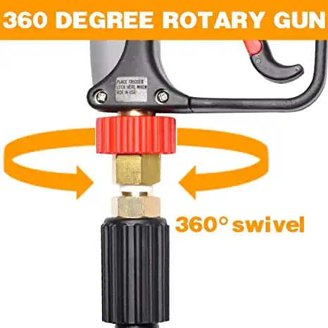 EVEAGE Pressure Washer Short Gun,Commercial Grade 5000 PSI / 10.5 GPM, Best for Gas Power Washer, 3/8″ Swivel QC Plug 1/4″ Quick Socket, with Spray Nozzle Tips