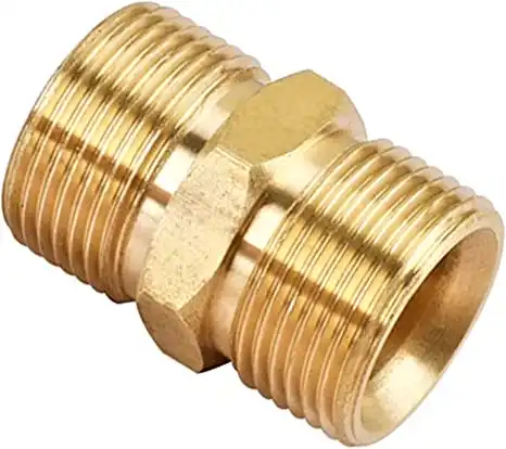 EVEAGE M22 Pressure Washer Hose Extension Coupler, Metric M22-14mm Male Thread to M22-14mm Male Fitting, Solid Brass, 5000PSI