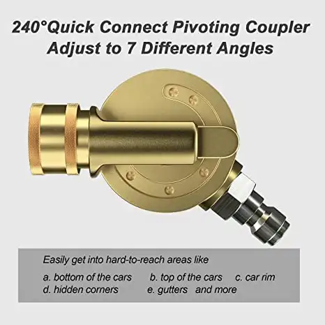 EVEAGE Pressure Washer Pivoting Coupler, 240° Pressure Angle Adapter with 7 Angles, Includes a 4500 psi Pivot Coupler for Hard to Reach Areas and a Power Washer Tips Set with Nozzle Holder