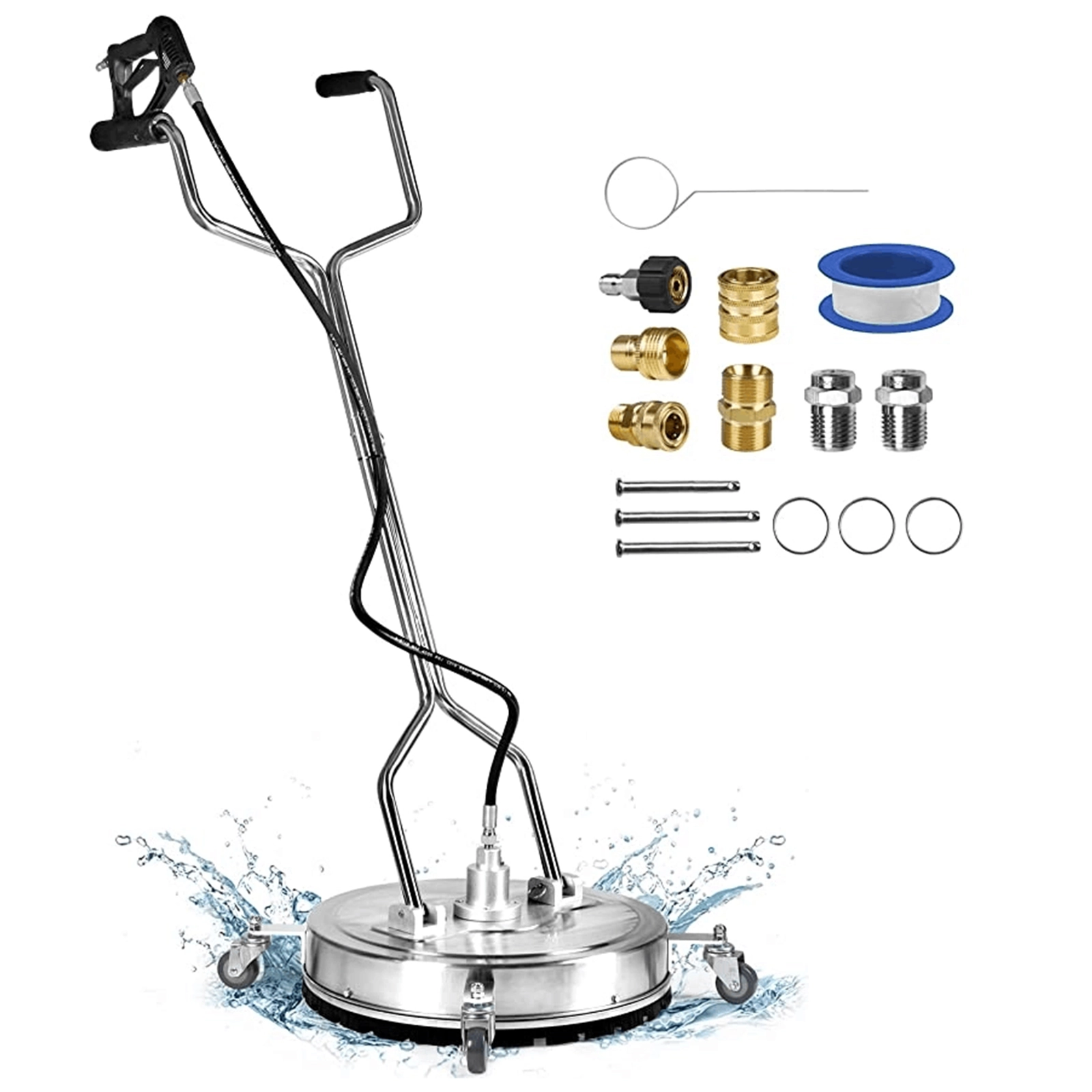 EVEAGE Sunstreaker Pressure Washer Surface Cleaner 22”, 4500PSI Stainless Steel Surface Cleaner Attachment with Wheels