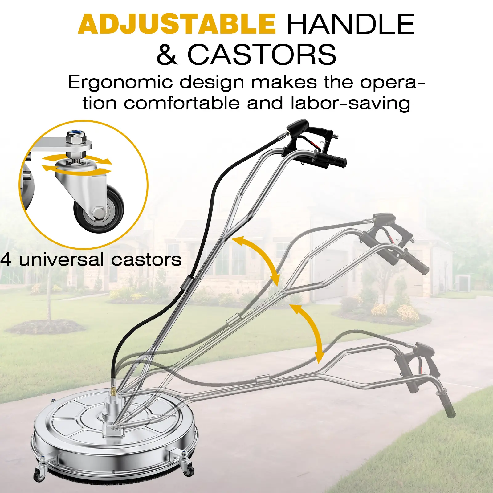 EVEAGE Sunstreaker 24 Inch Pressure Washer Surface Cleaner Dual Handle Commercial Power Washer