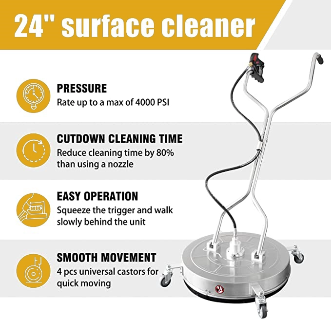 EVEAGE 24 Inch Pressure Washer Surface Cleaner Dual Handle Commercial Power Washer