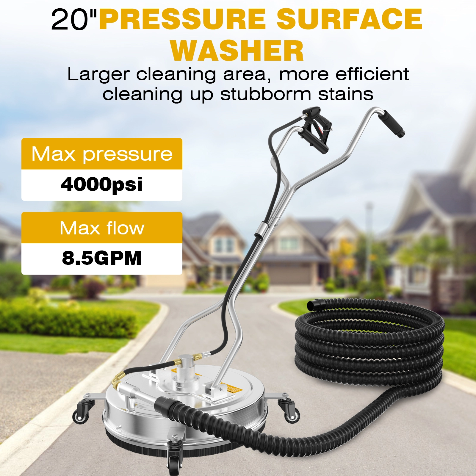 EVEAGE 20 inch Sewage Recovery Surface Cleaner Pressure Washer Dual Handle