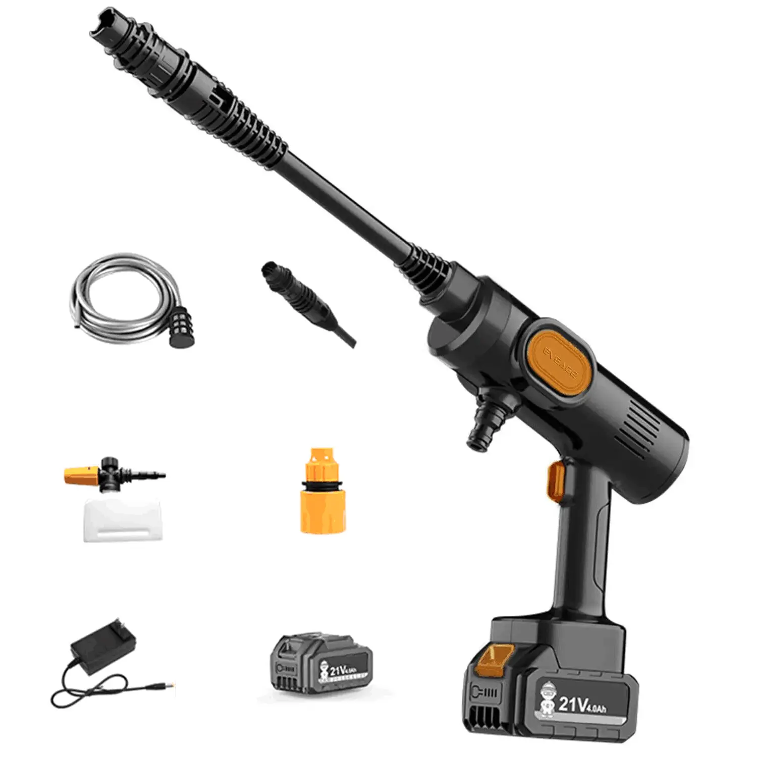 EVEAGE Cordless Power Washer, 652PSI Cordless Pressure Washer with Rechargeable 4.0Ah Battery