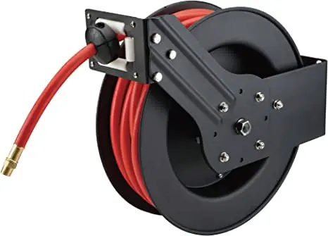 Eveage 50ft Auto Rewind Retractable Reel with 3/8″ x 50′ Air Hose with Brass Fittings