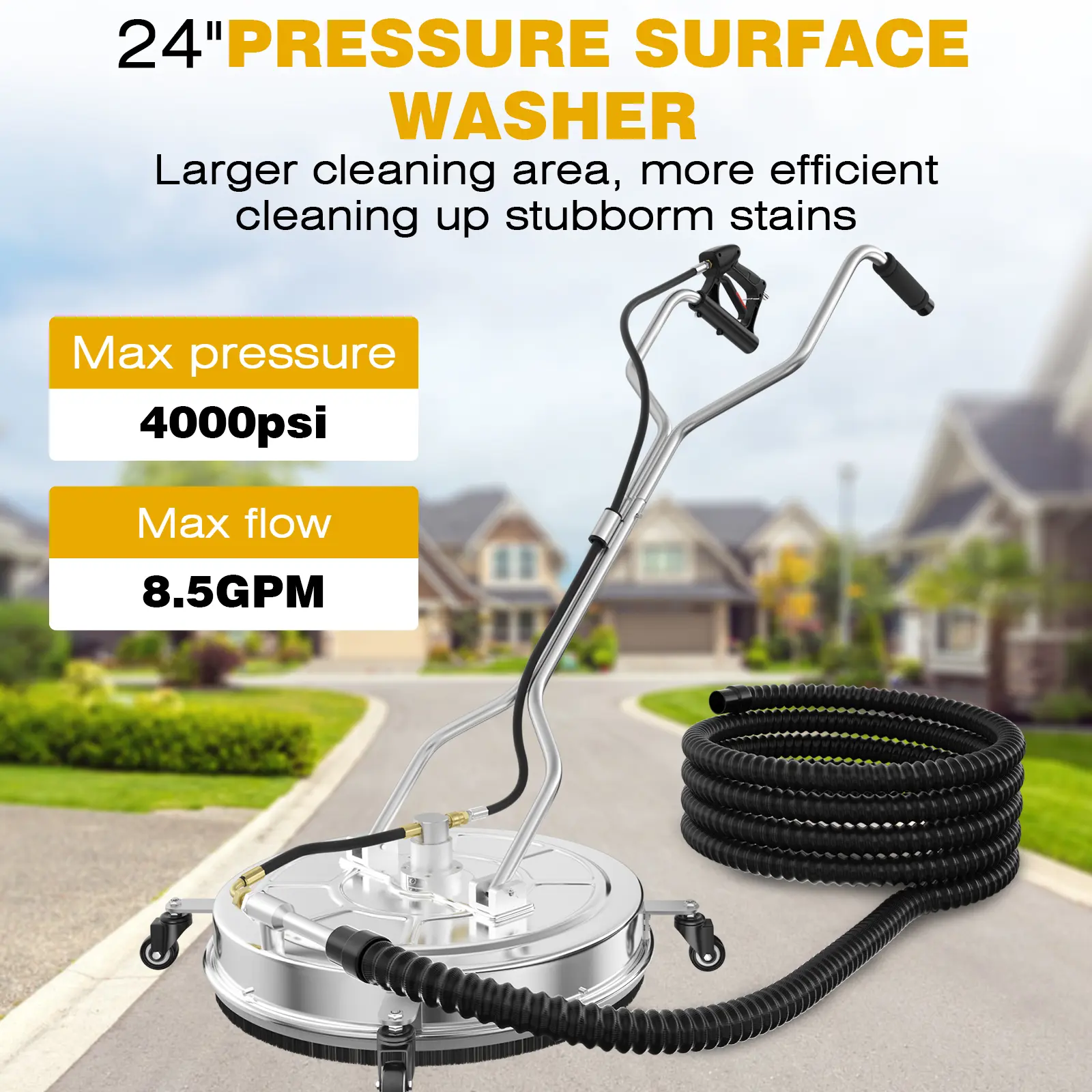 EVEAGE Undercarriage Pressure Washer Attachment Pro Max 24, Surface  Cleaner Water Broom with 3pcs Extension Wand and Quick Connect Pivot  Coupler 4000psi, 2 in 1 Underbody Car Washer - EVEAGE