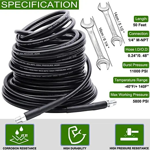 EVEAGE Magic Companion Sewer Jetter Kit 50FT for Pressure Washer, 5800PSI Drain Cleaner Hose