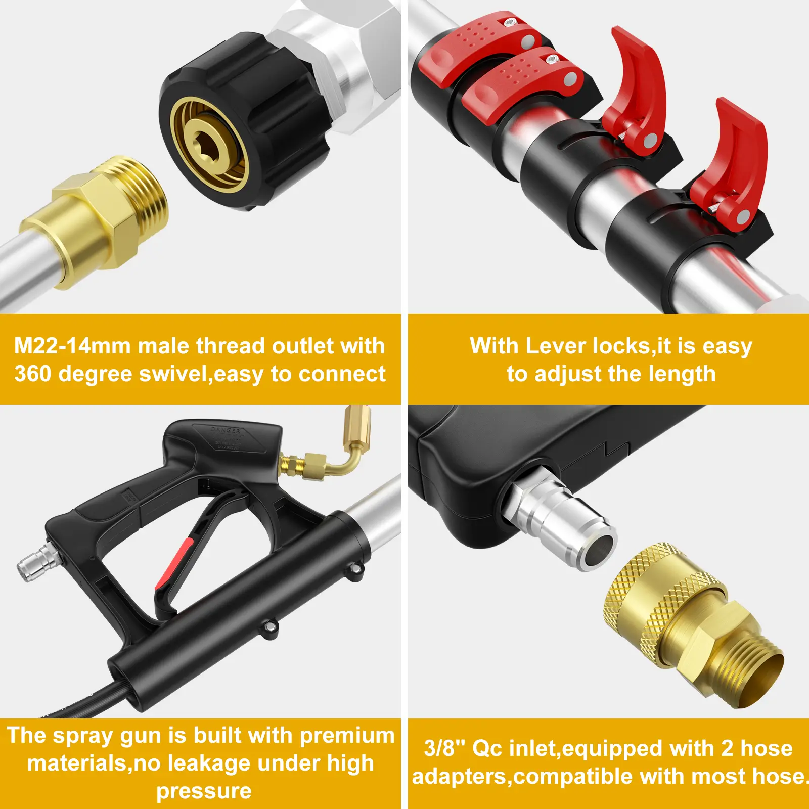 High Pressure Washer Wand Extension Quick Connect Short