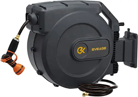 EVEAGE Retractable Garden Hose Reel 5/8 x 115+5 ft Heavy Duty Wall Mounted Water  Hose Reel with Automatic Rewind, 180° Swivel Bracket, Slow Retraction  Technik, 9 Pattern Nozzle - EVEAGE