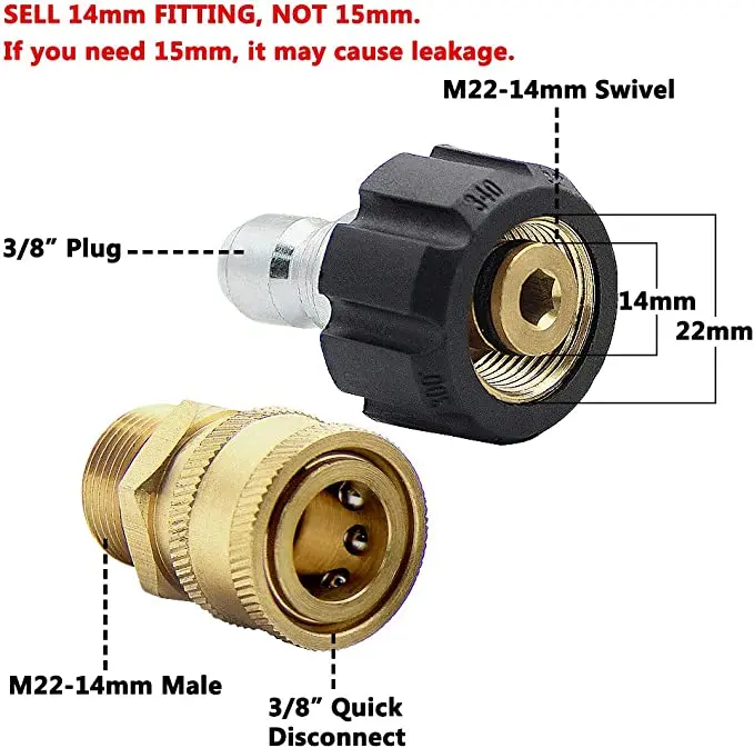 EVEAGE Pressure Washer Adapter Set, Quick Disconnect Kit, M22 Swivel to  3/8'' Quick Connect, 3/4 to Quick Release - EVEAGE