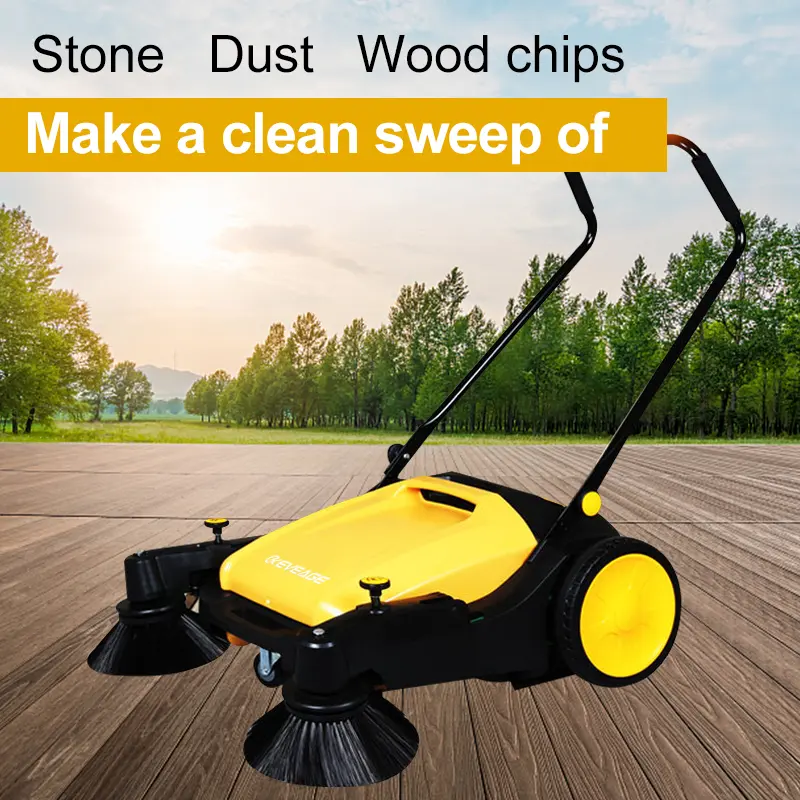 EVEAGE Push Sweeper Walk-Behind Outdoor Hand Push Floor Sweeper – 13.2 Gallon Capacity, 38″ Sweeping Width, Sweeps 57,000 Square Feet/Hour