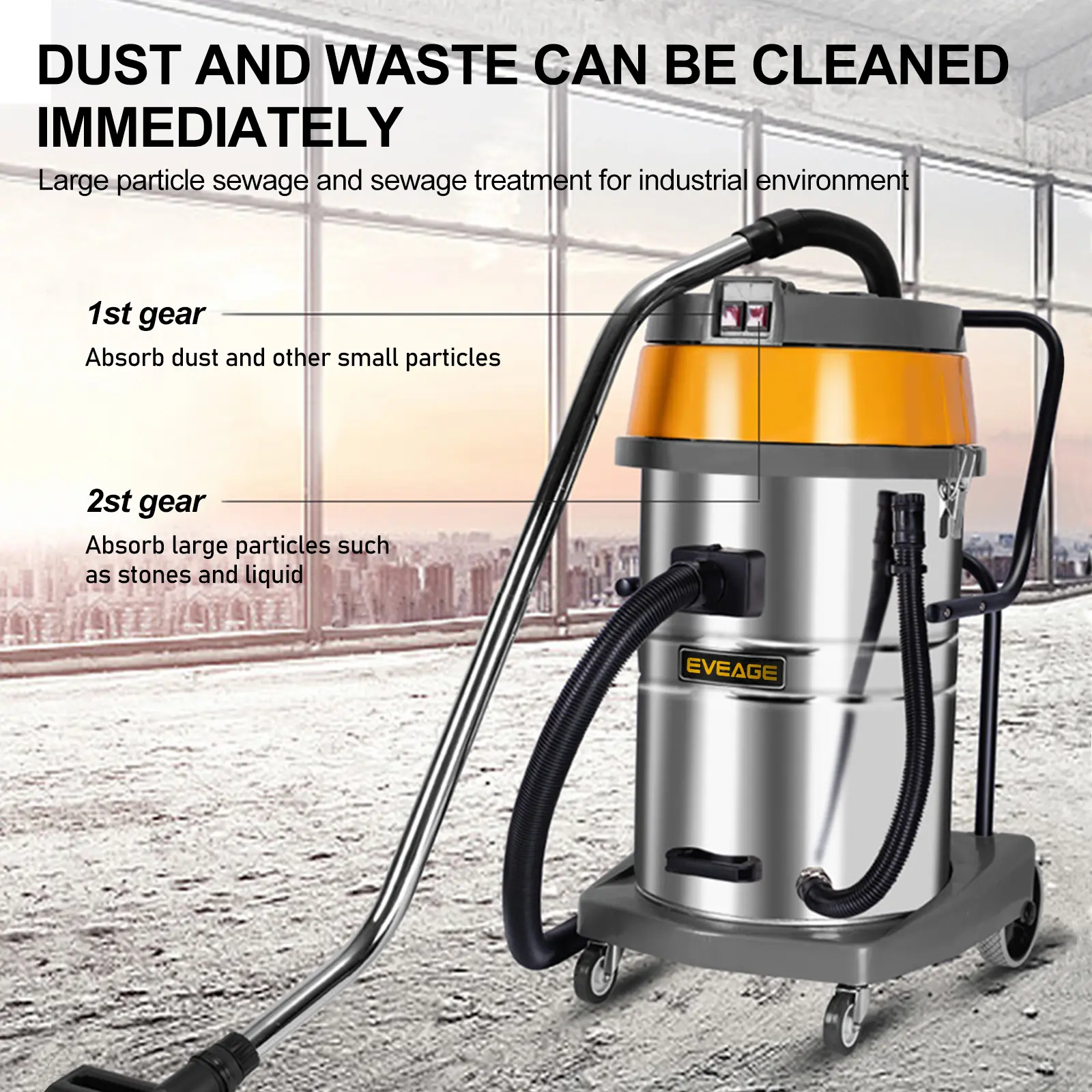 Stainless Steel Wet and Dry Heavy Duty Vacuum Cleaner - VC-1367 - 30 Liter