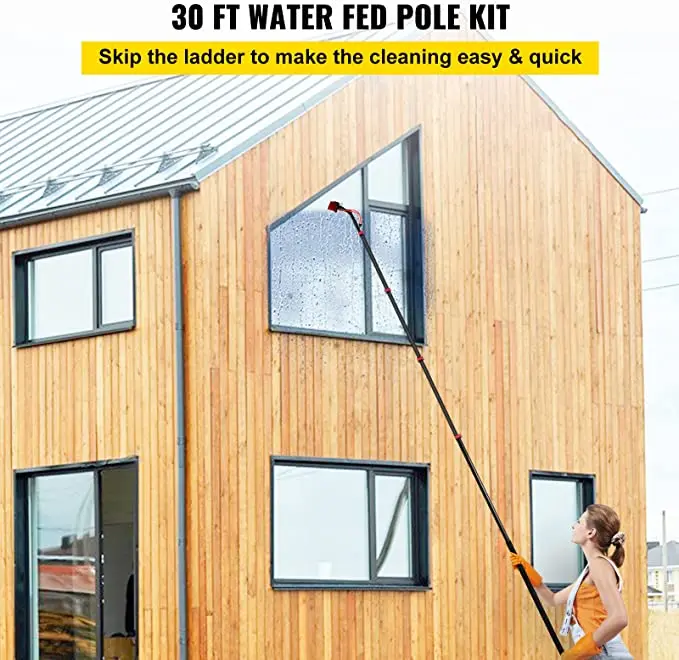EVEAGE Water Fed Pole Kit 30ft Length Water Fed Brush 9m Water