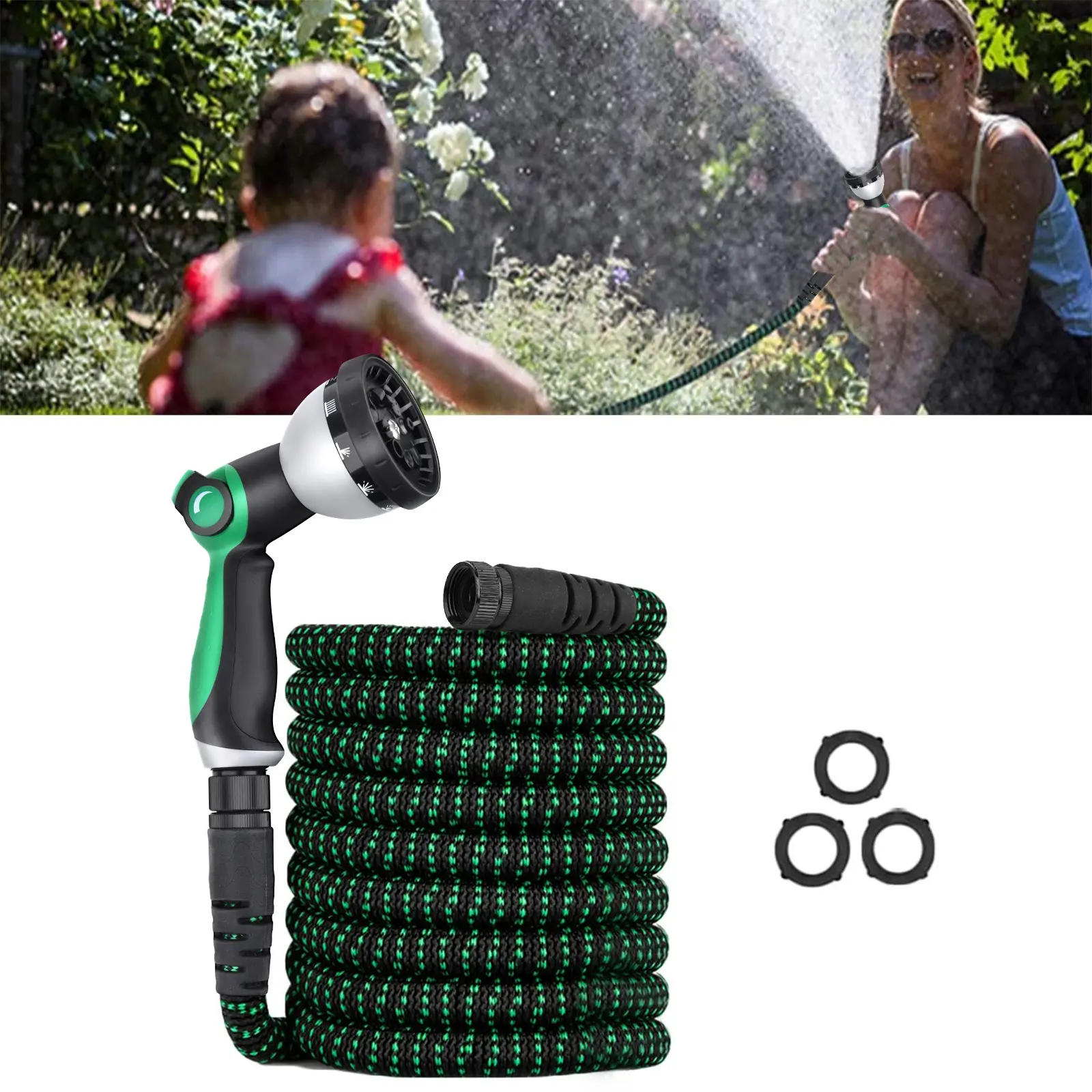 EVEAGE 100ft Flexible Garden Hose with Triple Layer Latex Core