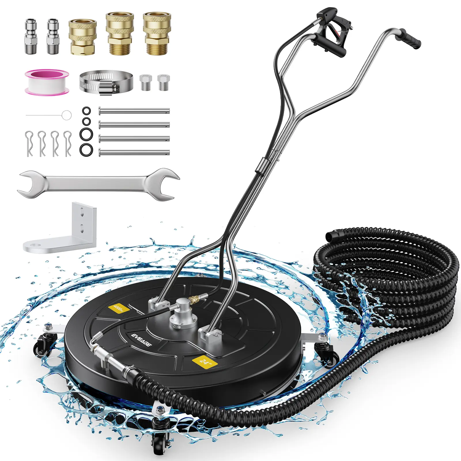 EVEAGE 24 inch Dirty Water Surface Cleaner Pressure Washer black commercial pressure washer surface cleaner