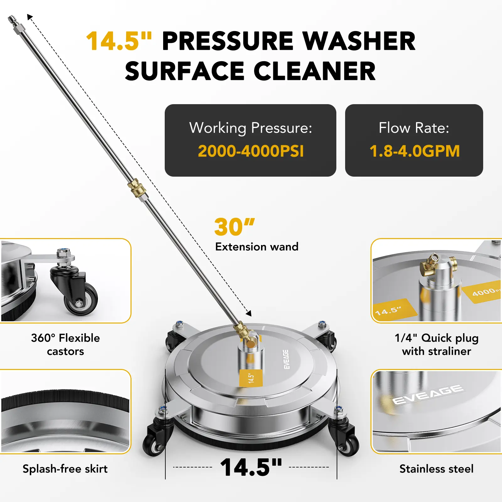 Eveage 14.5 surface cleaner pressure washer