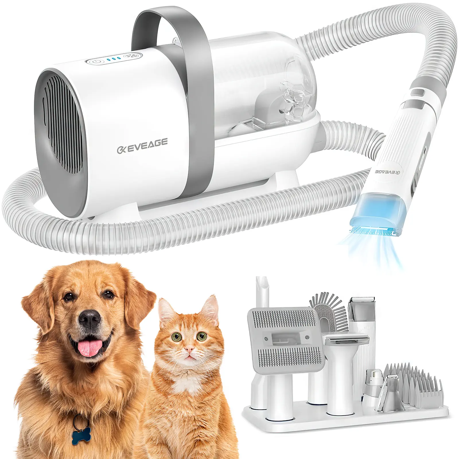 EVEAGE Pet Grooming Kit & Vacuum Suction