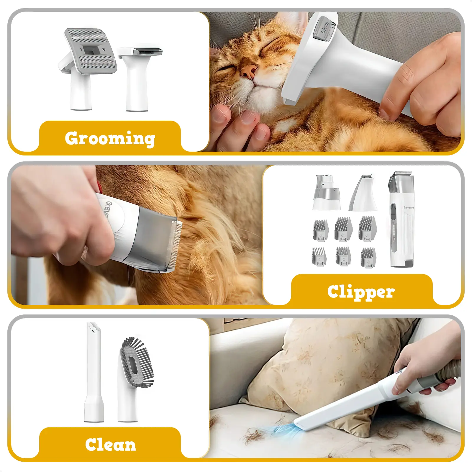 EVEAGE Pet Grooming Kit & Vacuum Suction