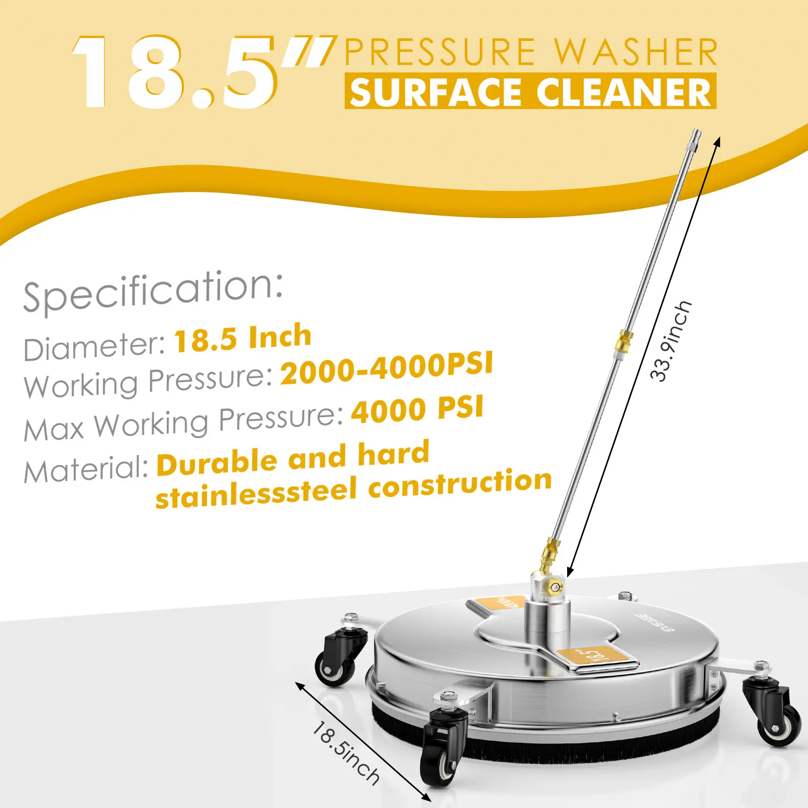 Eveage 18.5 inch pressure washer surface cleaner