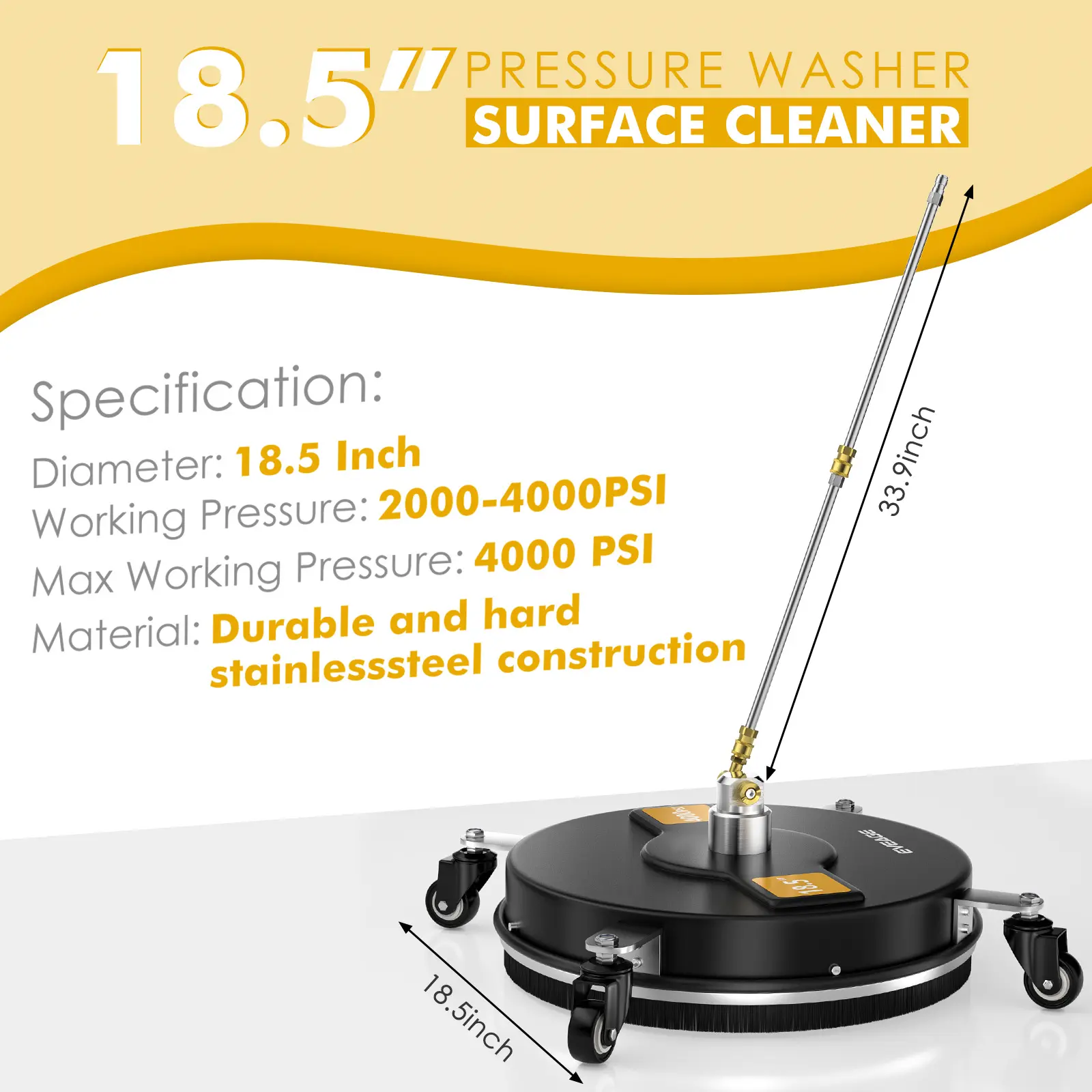 Eveage 18.5 inch pressure  washer surface cleaner black