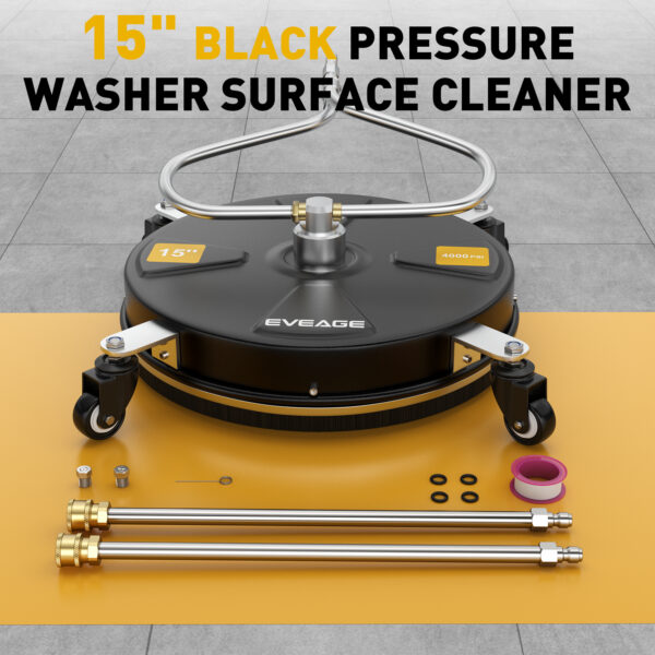 EVEAGE 15″ Pressure Washer Surface Cleaner BLACK - Image 6