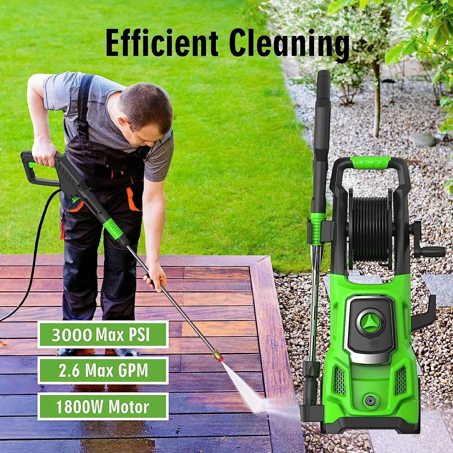 EVEAGE Electric Pressure Washer, 3000 Max PSI, 2.6 GPM , 4 Quick-Connect Nozzles