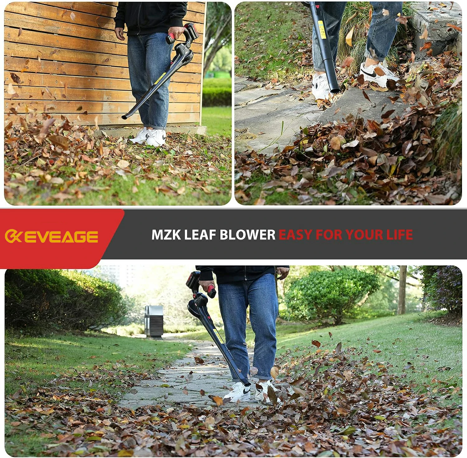EVEAGE Cordless Leaf Blower,20V Battery Powered Leaf Blower for Lawn Care