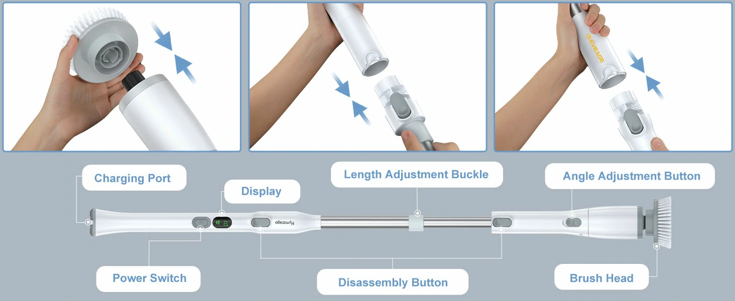 Electric Cleaning Brush with Display