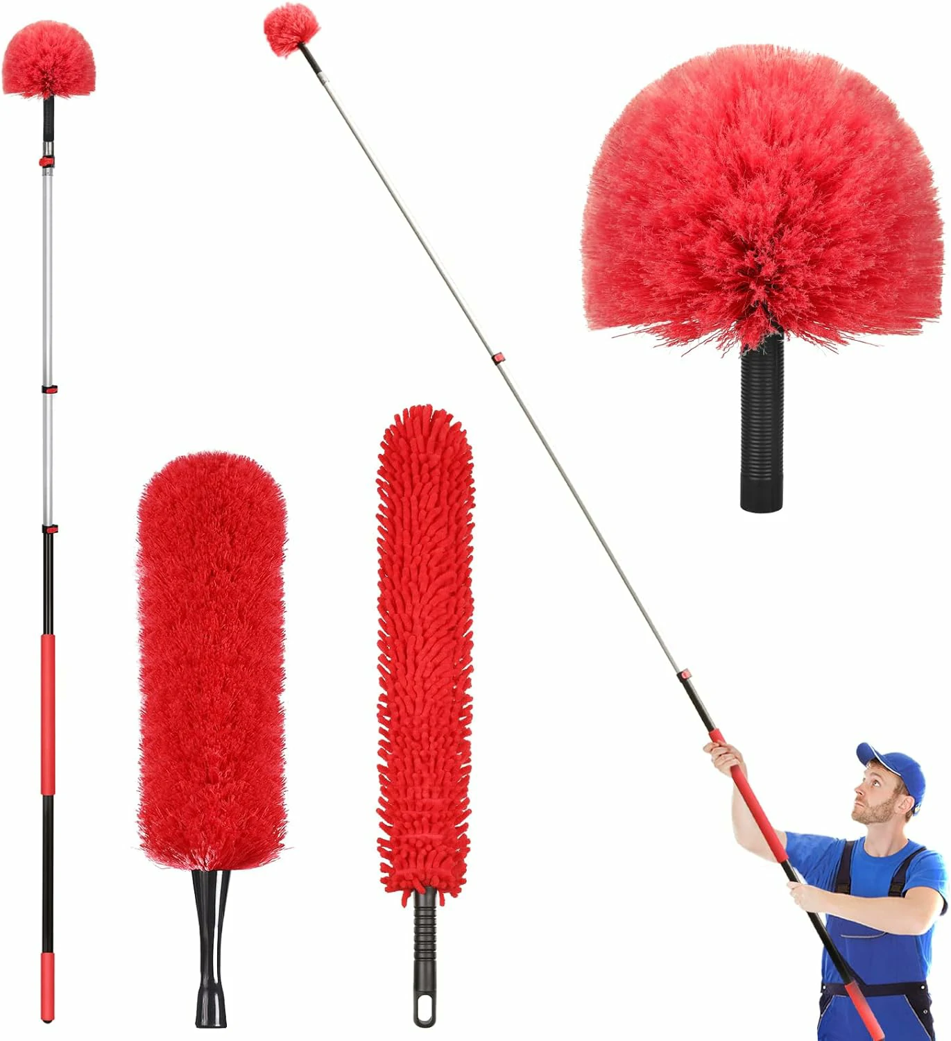 EVEAGE 20 Foot High Reach Dusting Kit with 5-12 Foot Extension Pole