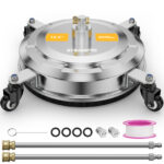 EVEAGEPRO 14.5″ Pressure Washer Surface Cleaner E006, Upgraded Stainless Steel Pressure Washer Accessories 4 Weels & 1/4″ Quick Connector, 4,000 PSI Power Washer